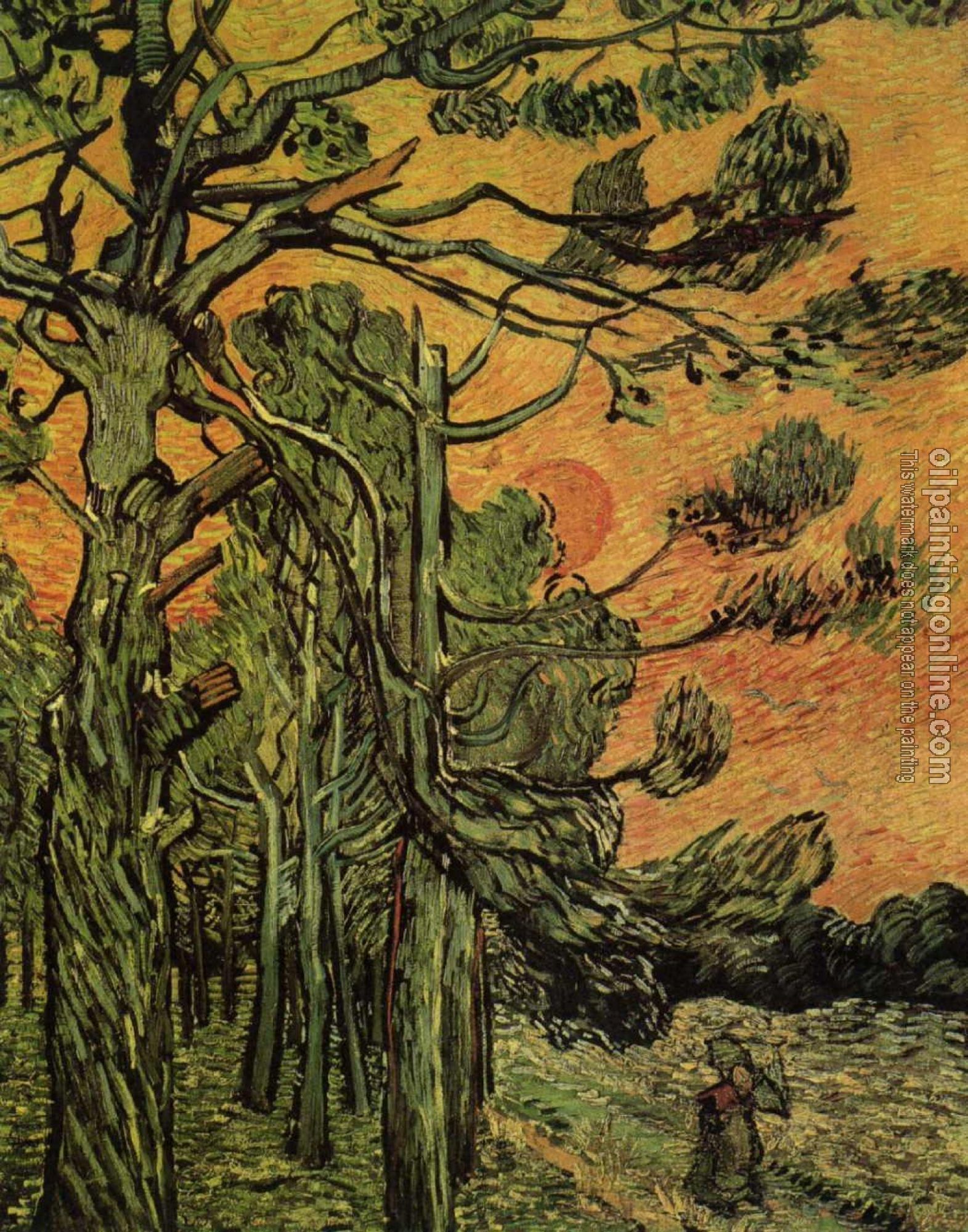 Gogh, Vincent van - Palm Trees against a Red Sky with Setting Sun